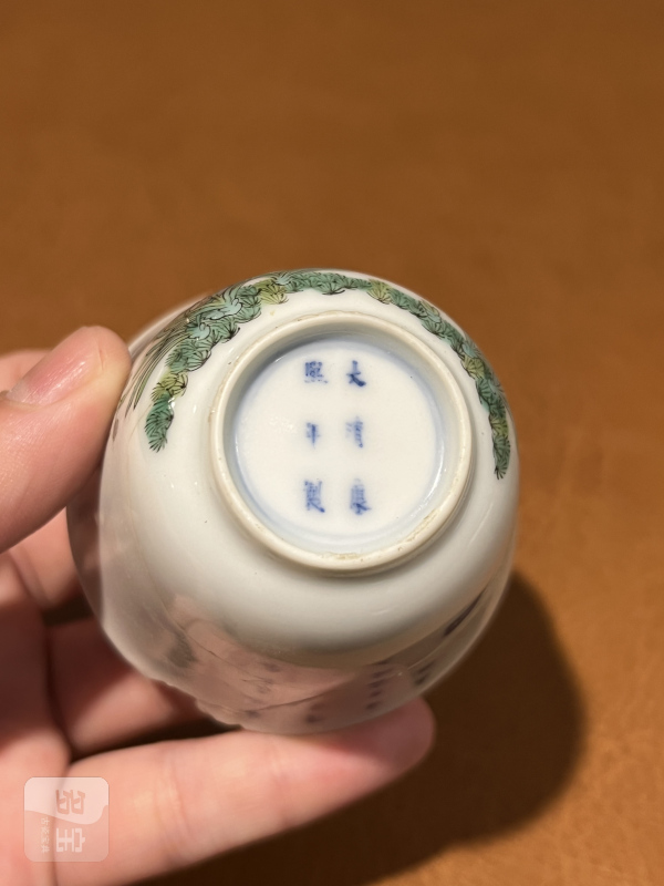 清康熙 青花五彩水仙花神杯 - 图8